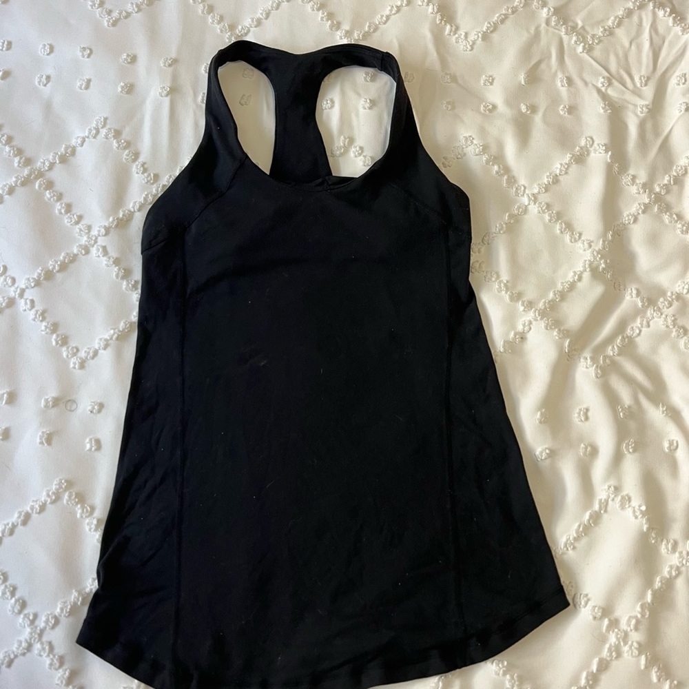 Black Lululemon racer back tank top with built in sports bra